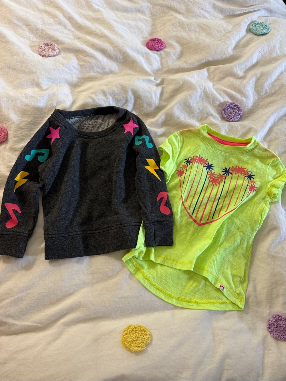 Appaman Neon Green Heart Tee & Black Graphic Sweatshirt